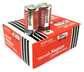 Pin Maxell R14P(AR)2P - THÙNG PIN TRUNG SIZE C MAXELL 1.5V R14P(AR) (200 viên / thùng) - Nhập Khẩu Indonesia