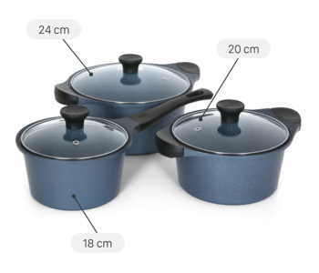 Bộ 3 nồi đúc vân đá xanh Supor Durarock H23102-T1