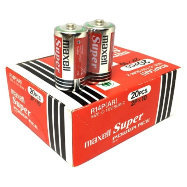 Pin Maxell R14P(AR)2P - THÙNG PIN TRUNG SIZE C MAXELL 1.5V R14P(AR) (200 viên / thùng) - Nhập Khẩu Indonesia