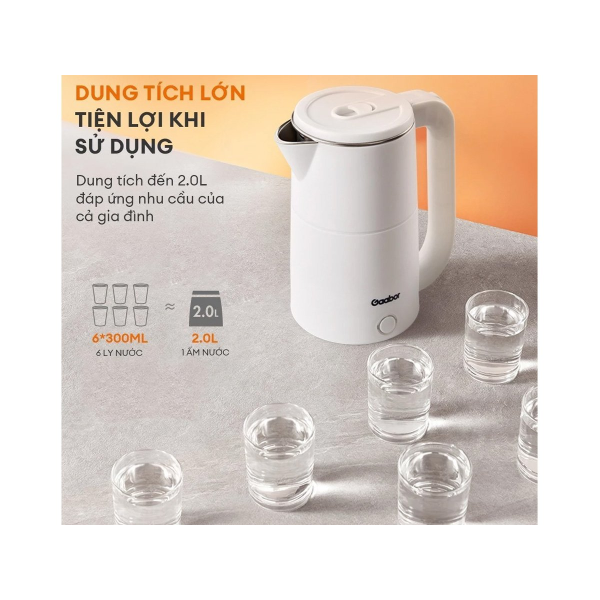 Ấm siêu tốc Gaabor 2L EK20M-WH01A/WH02A