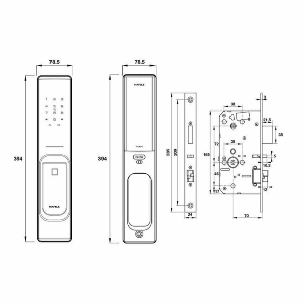 Khóa điện tử Hafele PP8100 (912.20.286) - màu đen