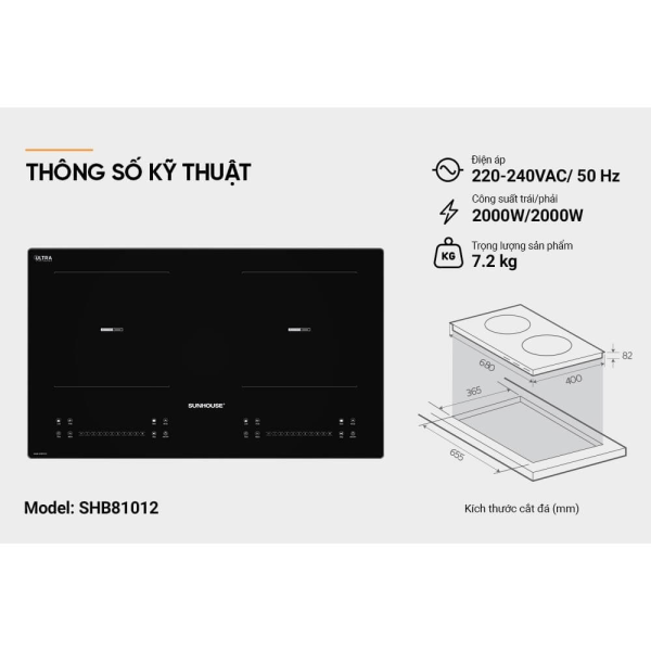 Bếp đôi điện từ Sunhouse SHB81012