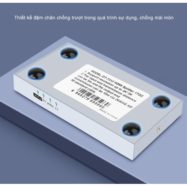 Bộ chia HDMI 1 vào 2 ra 4K Dtech DT-7142A