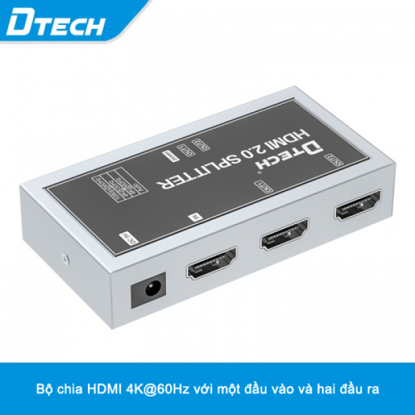 Bộ chia HDMI 1 vào 2 ra 4K Dtech DT-7212
