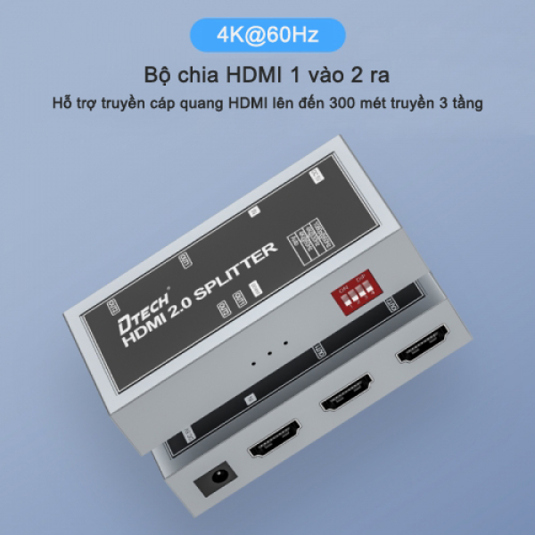 Bộ chia HDMI 1 vào 2 ra 4K Dtech DT-7212