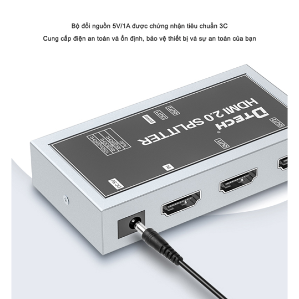 Bộ chia HDMI 1 vào 2 ra 4K Dtech DT-7212