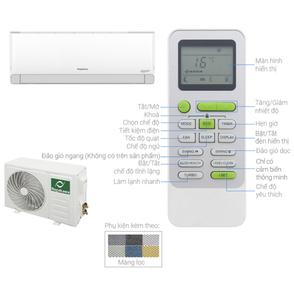 Điều hòa 1 chiều Nagakawa 2HP Inverter NIS-C18R2U51