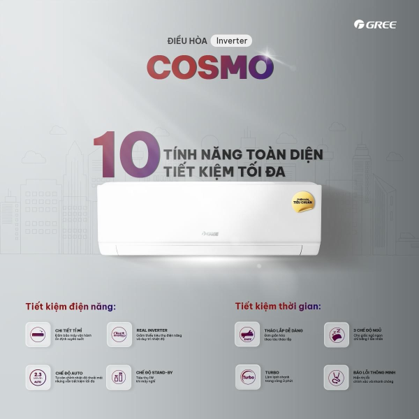 Điều hòa Gree Inverter 1.5HP COSMO12CI