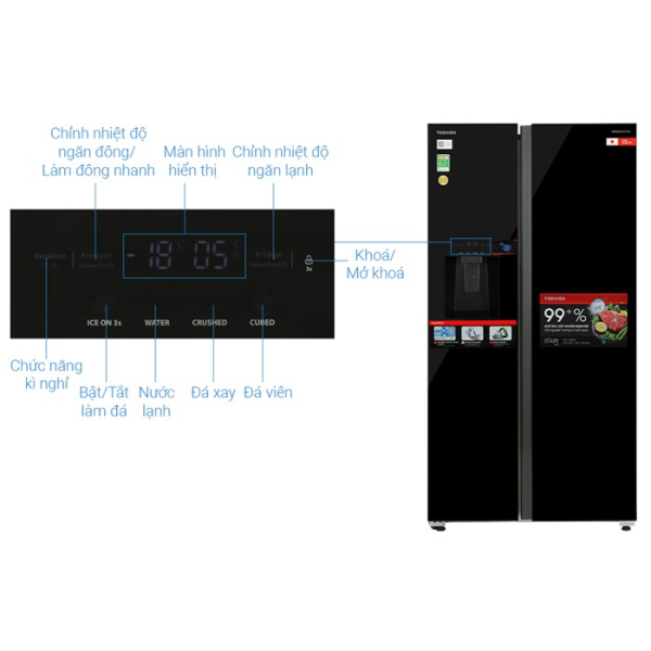 Tủ lạnh Toshiba Inverter 568 lít Side By Side GR-RS755WIA-PGV(22)-XK