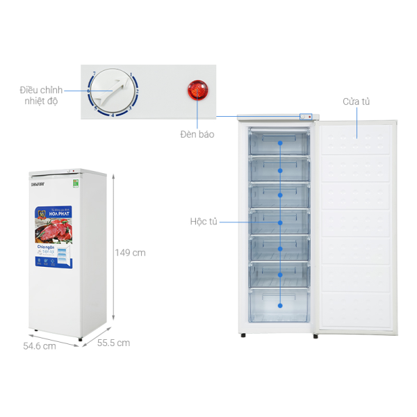 Tủ đông đứng Hòa Phát 208 lít HPF UAH6208