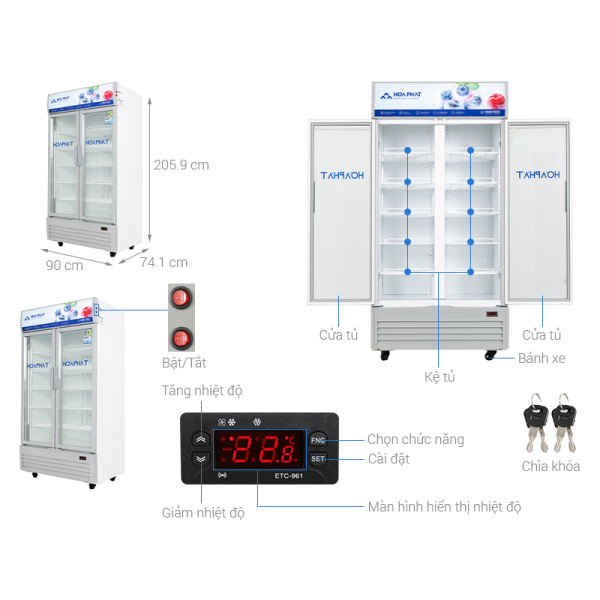 Tủ mát Hòa Phát Inverter 723 lít HSR D8723