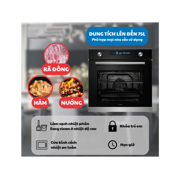 Lò nướng âm tủ GrandX GX75V9