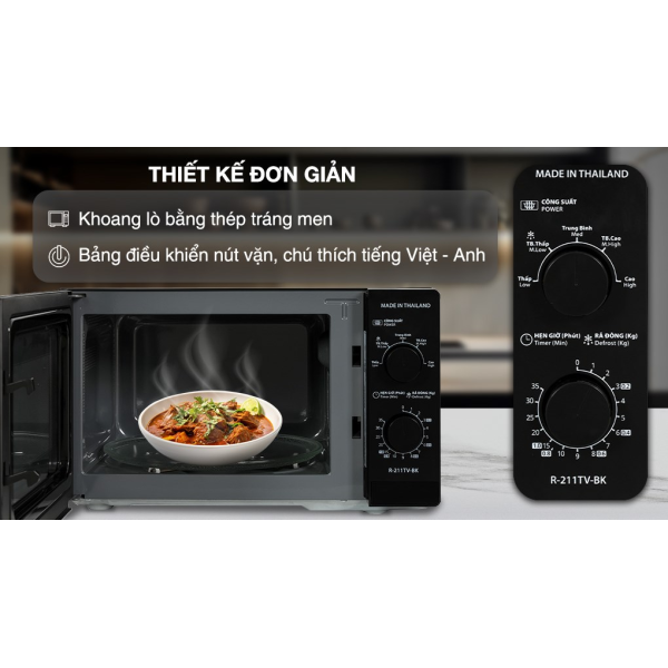 Lò vi sóng có nướng Sharp R-G211TV-BK 21 lít