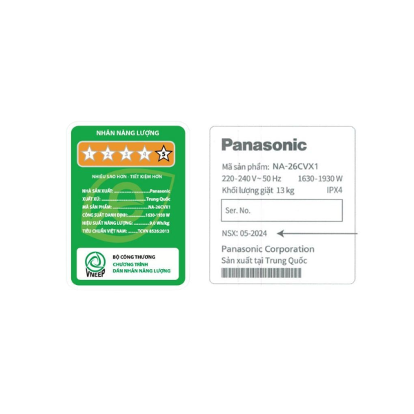 Máy giặt Panasonic Inverter 13kg NA-26CVX1AVT