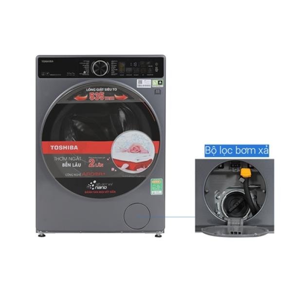Máy giặt sấy Toshiba Inverter giặt 10.5 kg - sấy 7 kg TWD-T25BZU115MWV(MG)