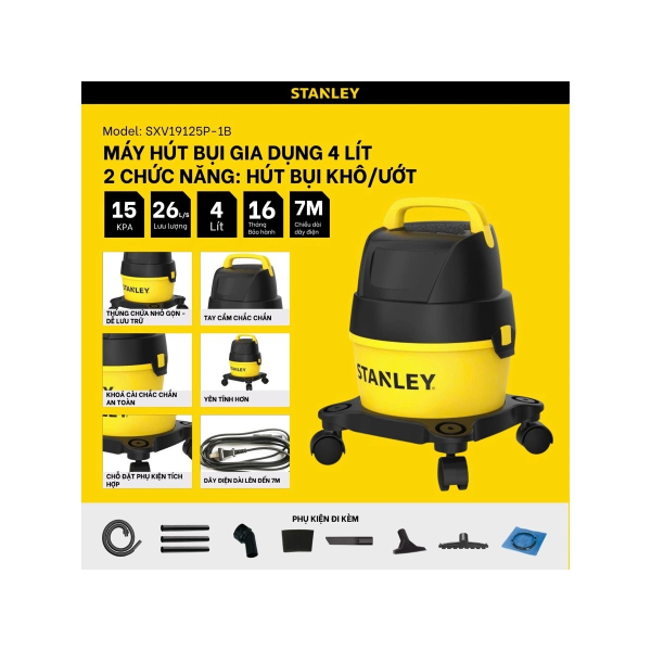 Máy hút bụi 2 chức năng Stanley SXV19125P-1B 4 lít