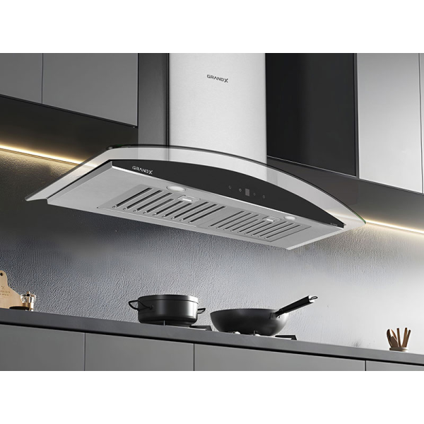 Máy hút mùi kính cong áp tường GrandX GX H90C55