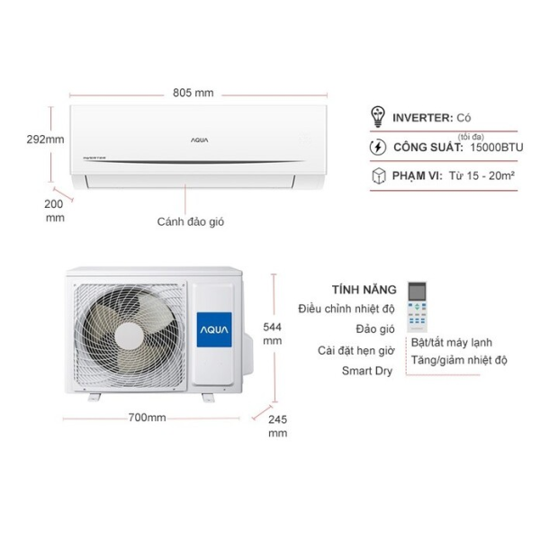 Máy lạnh Aqua Inverter 1.5 HP AQA-RV13QC2