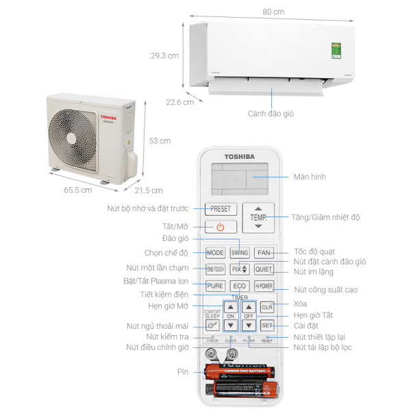 Máy lạnh Toshiba Inverter 1 HP RAS-H10E2KCVG-V