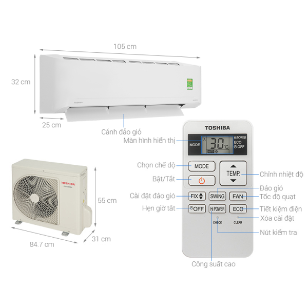 Máy lạnh Toshiba Inverter 2.5 HP RAS-H24S4KCV2G-V