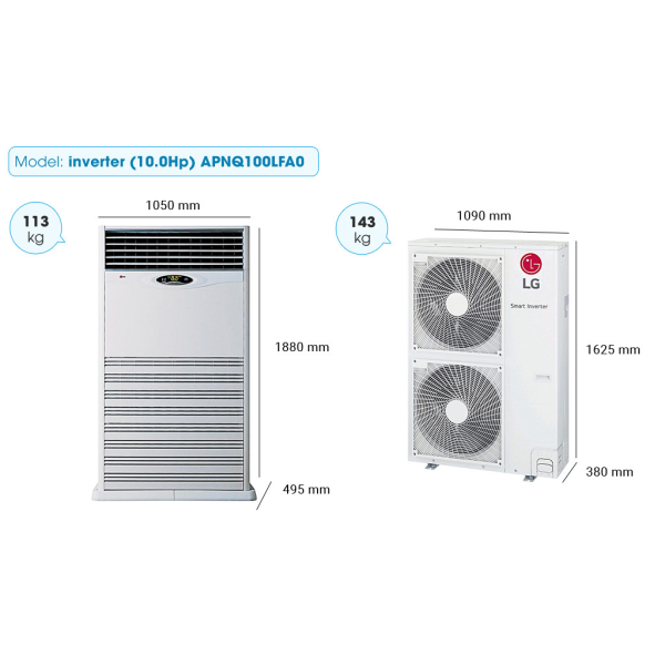 Máy Lạnh Tủ Đứng LG Inverter 10 HP APUQ100LFA0