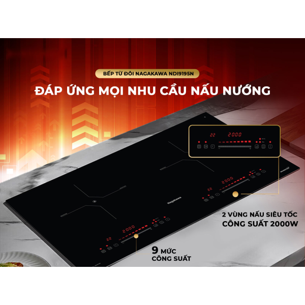 Bếp Điện Từ Đôi Nagakawa NDI9195 Công suất 4000W
