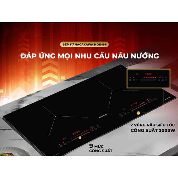 Bếp Điện Từ Đôi Nagakawa NDI9196 4000W