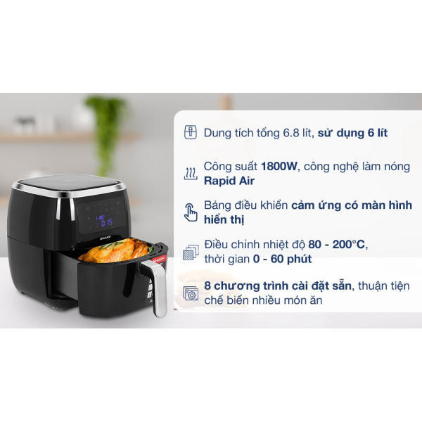 Nồi chiên không dầu Sharp KF-AF68EPV-BK