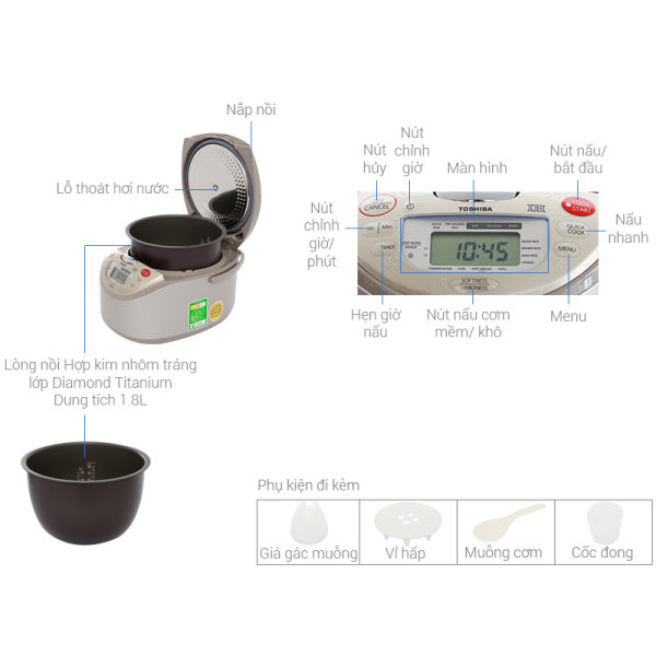 NỒI CƠM ĐIỆN CAO TẦN TOSHIBA RC-18RH(CG)VN