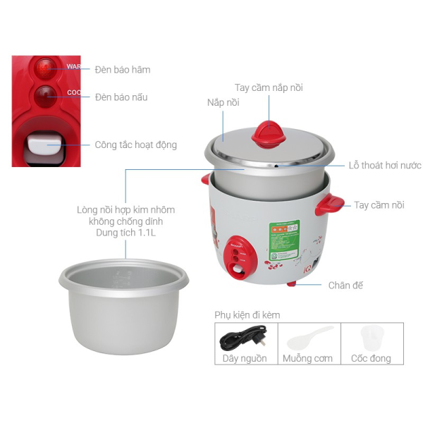 Nồi cơm điện nắp rời Sharp KSH-D06V