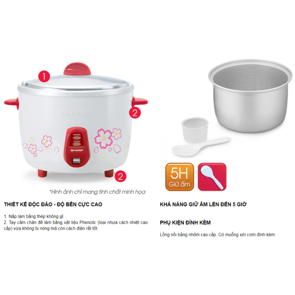 Nồi cơm điện nắp rời Sharp KSH-D06V