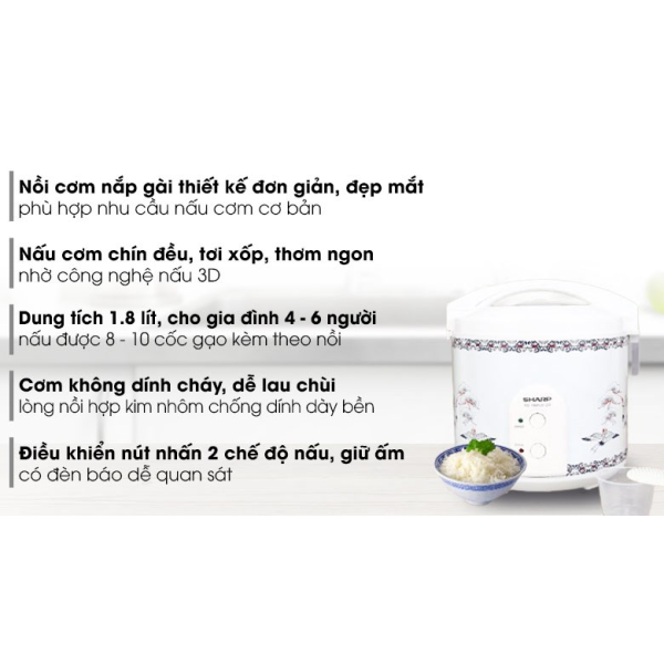 Nồi cơm điện nắp gài Sharp KS-183TJV-CH/CR
