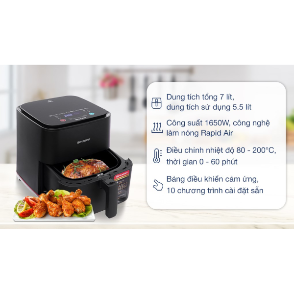 Nồi chiên không dầu Sharp KF-AF70EV-BK