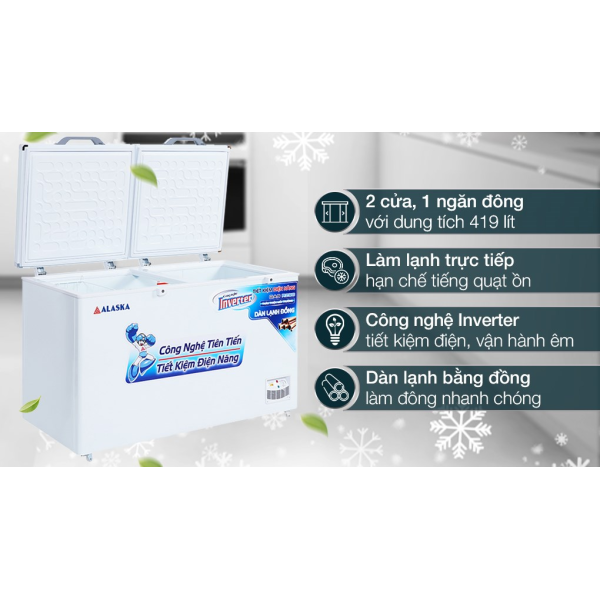 Tủ đông Alaska Inverter 419 lít HB-550CI