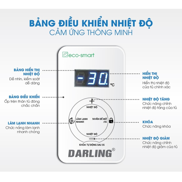 Tủ Đông Darling Inverter DMF-1779ASI 4 Cánh Thông Minh 2100 lít