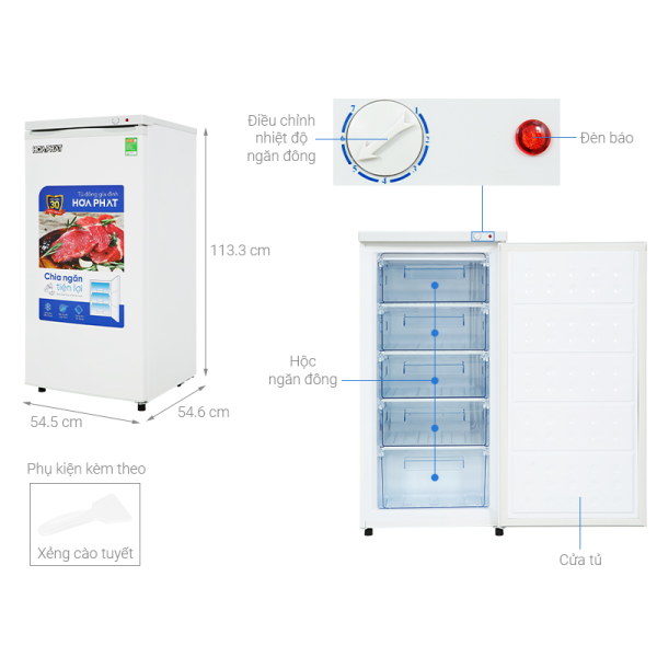 Tủ đông đứng Hòa Phát 147 lít HPF UAH6147