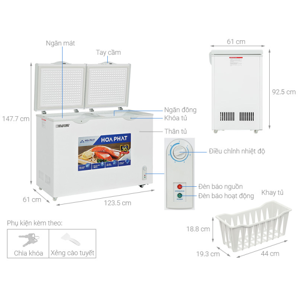 Tủ Đông Mát Hòa Phát 245 Lít HPF BD6245.T1