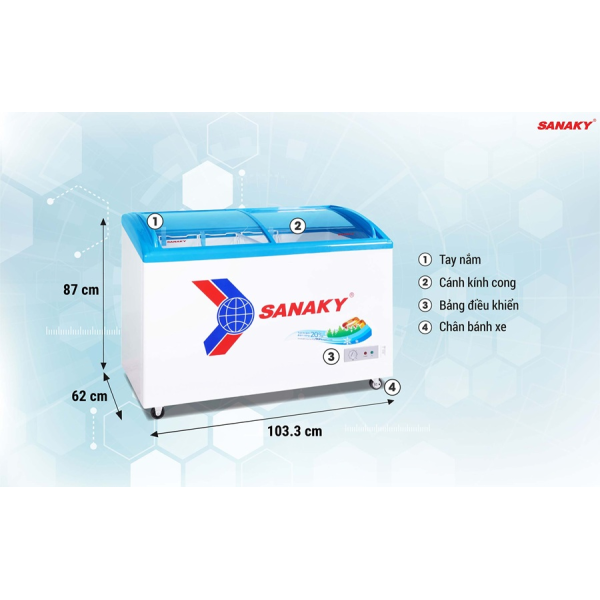 Tủ Đông Mặt Kính Cong Sanaky 260lít VH-3899K