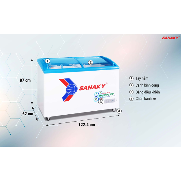 Tủ Đông Mặt Kính Cong Sanaky 340lít VH-4899K3