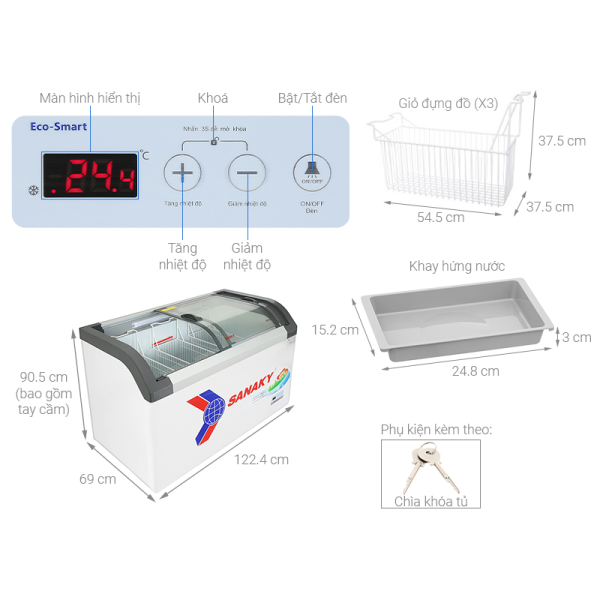 Tủ Đông Mặt Kính Cong Sanaky 350lít VH-4899KB