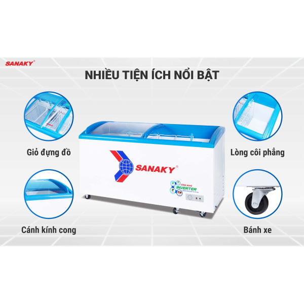 Tủ Đông Mặt Kính Cong Sanaky 450lít VH-6899K3