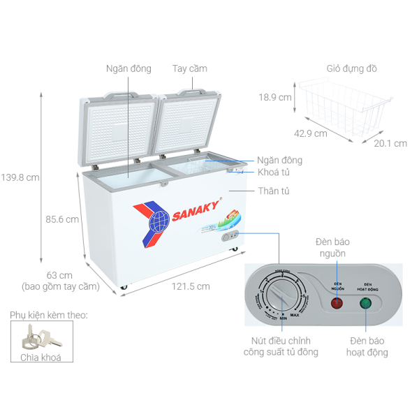 Tủ đông Sanaky 270 lít VH3699A2KD