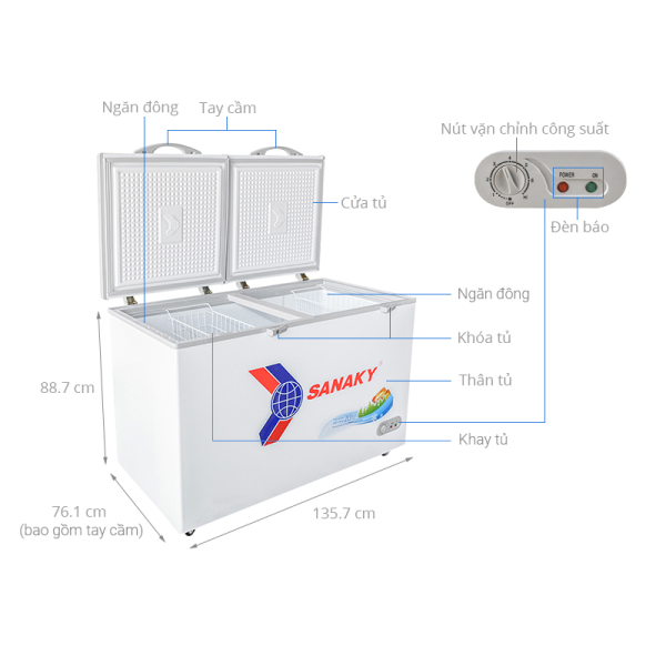 Tủ đông Sanaky 410 lít VH5699HYK