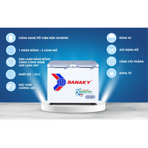 Tủ đông Sanaky Inverter 208lít VH-2599A4K