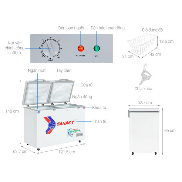 Tủ đông Sanaky Inverter 260 lít VH-3699W4K
