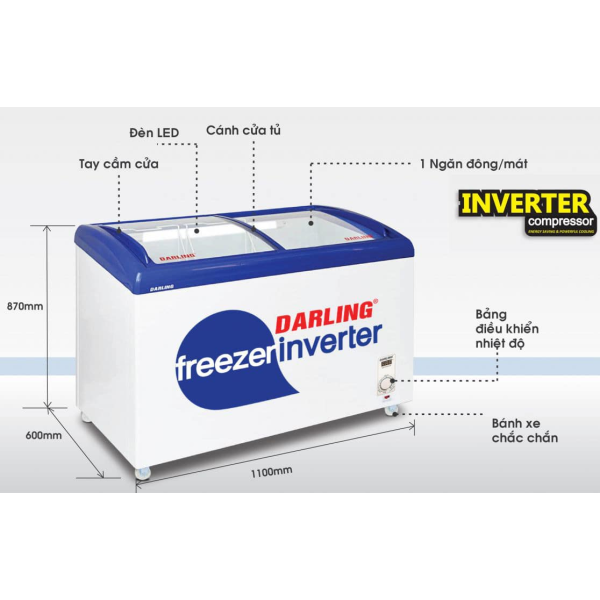 Tủ kem Darling Inverter DMF-3079ASKI - 300 lít