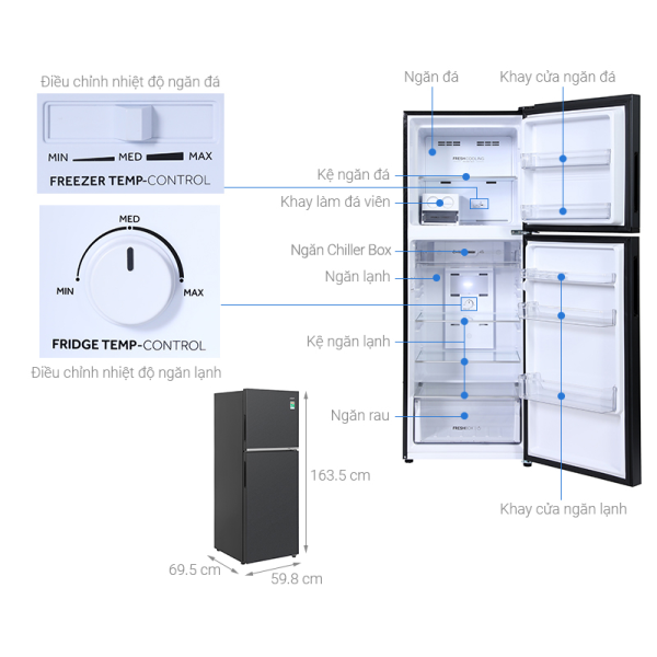 Tủ lạnh Aqua Inverter 358 lít AQR-T410FA(WGB)