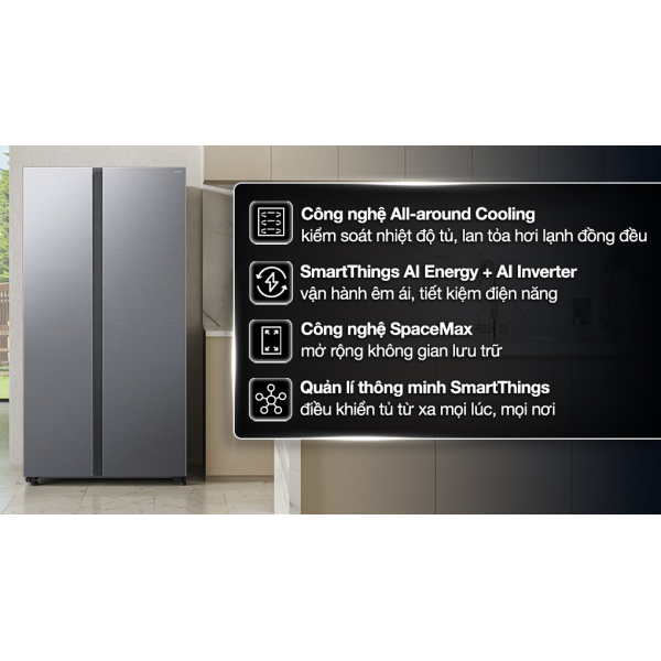 Tủ lạnh Samsung Inverter Side By Side 655 lít RS70F65Q3TSV