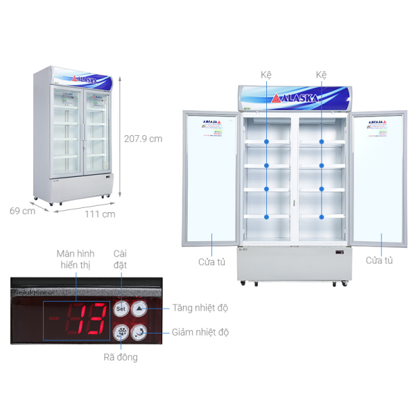 Tủ mát 2 cánh Alaska 960 lít LC-1000C