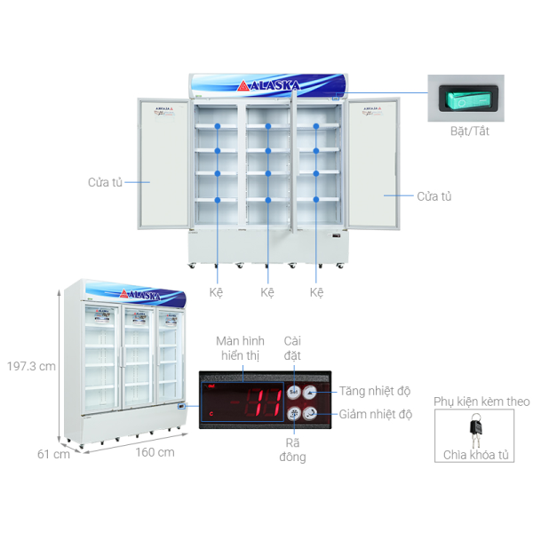 Tủ mát 3 cánh Alaska 1200 lít LC-1200C3
